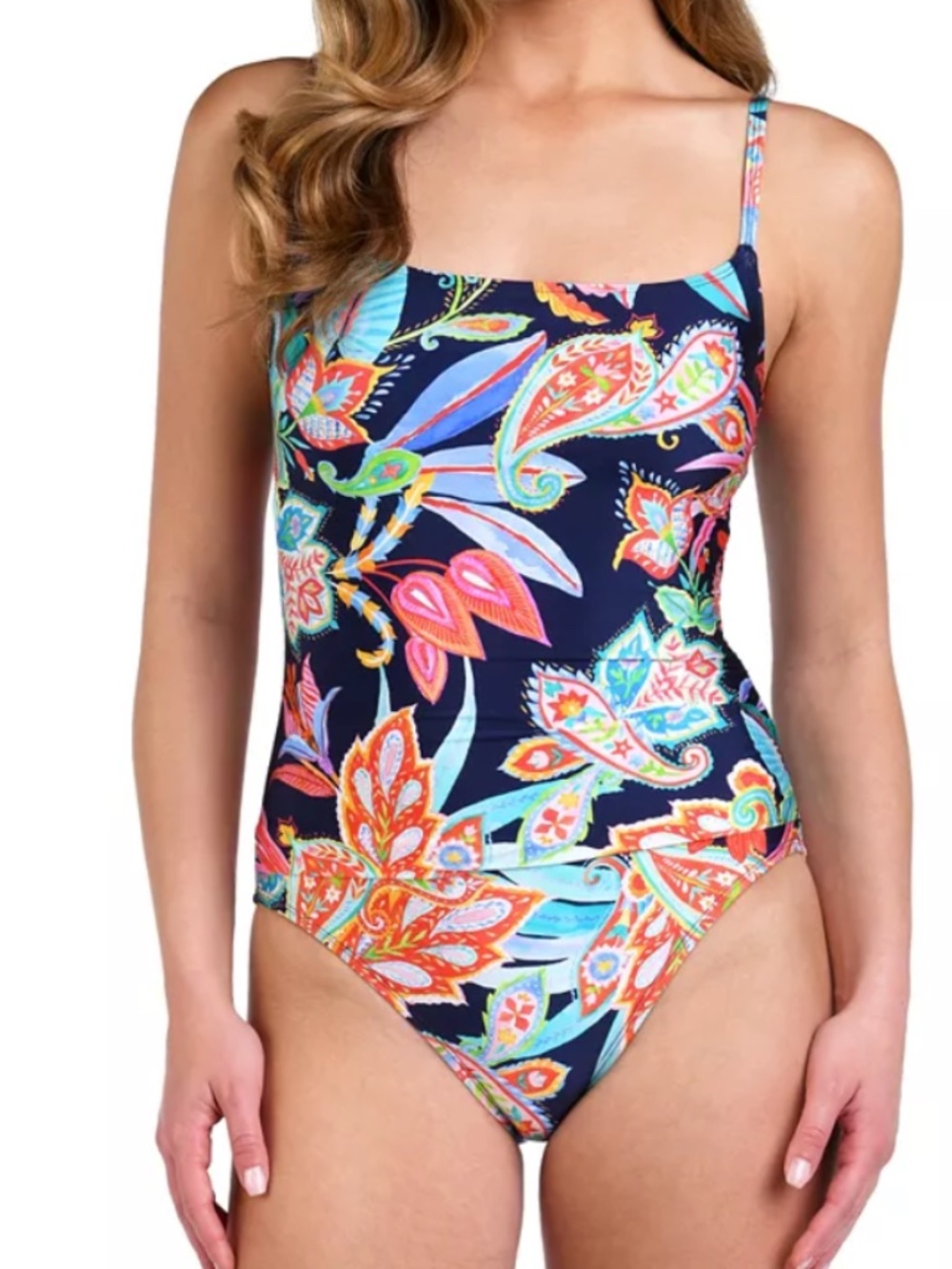 La Blanca Womens Tropidelic Paisley Scoop-Neck One-Piece Swimsuit 10